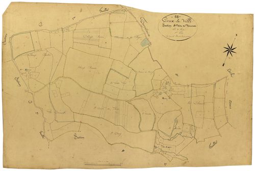 Crux-la-Ville, cadastre ancien : plan parcellaire de la section D dite de Vorroux, feuille 1