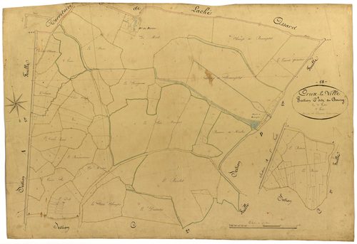 Crux-la-Ville, cadastre ancien : plan parcellaire de la section C dite du Bourg, feuille 1