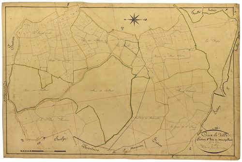 Crux-la-Ville, cadastre ancien : plan parcellaire de la section F dite de Montpillard, feuille 1