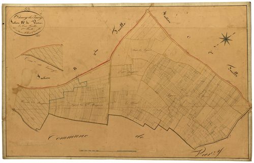 Cuncy-lès-Varzy, cadastre ancien : plan parcellaire de la section B dite de Vevre, feuille 3