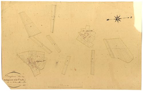Dampierre-sous-Bouhy, cadastre ancien : plan parcellaire de la section H dite de Rognon, feuille 1, développement