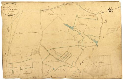 Dampierre-sous-Bouhy, cadastre ancien : plan parcellaire de la section A dite des Cordes, feuille 1
