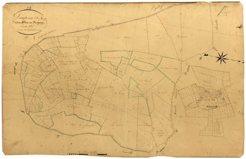 Dampierre-sous-Bouhy, cadastre ancien : plan parcellaire de la section H dite de Rognon, feuille 2
