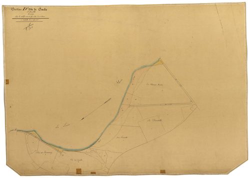 Decize, cadastre ancien : plan parcellaire de la section D dite de Saulx, feuille 1, annexe
