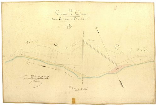 Decize, cadastre ancien : plan parcellaire de la section C dite de Tort, feuille 5 et de la section D dite de Saulx, feuille 1, annexe
