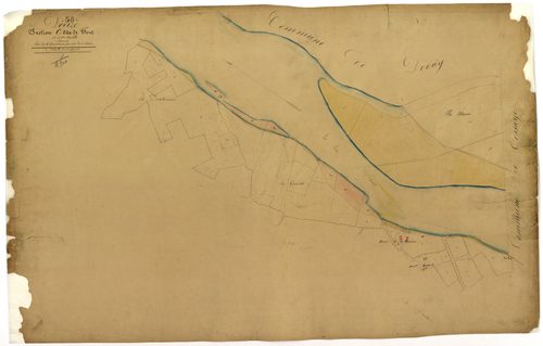 Decize, cadastre ancien : plan parcellaire de la section C dite de Tort, feuilles 1 et 2, annexe 1