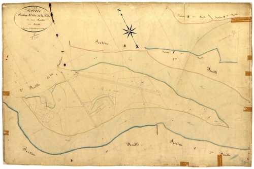 Decize, cadastre ancien : plan parcellaire de la section A dite de la Ville, feuille 3