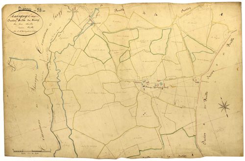 Diennes-Aubigny, cadastre ancien : plan parcellaire de la section H dite du Bourg d'Aubigny, feuille 2