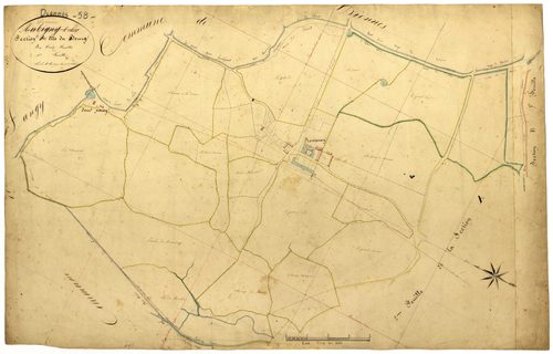 Diennes-Aubigny, cadastre ancien : plan parcellaire de la section H dite du Bourg d'Aubigny, feuille 1