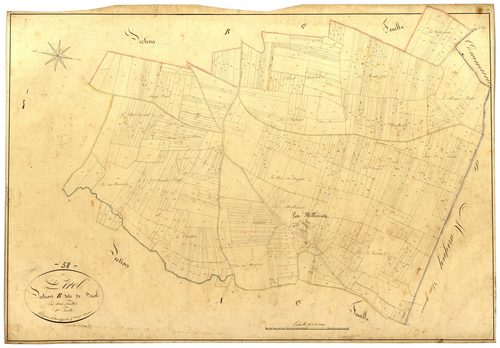 Dirol, cadastre ancien : plan parcellaire de la section B dite de Dirol, feuille 2