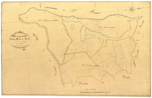 Dommartin, cadastre ancien : plan parcellaire de la section B dite du Bourg, feuille 1