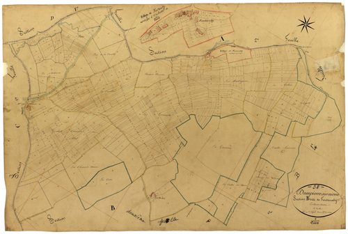 Dompierre-sur-Nièvre, cadastre ancien : plan parcellaire de la section B dite de Fontaraby, feuille 1