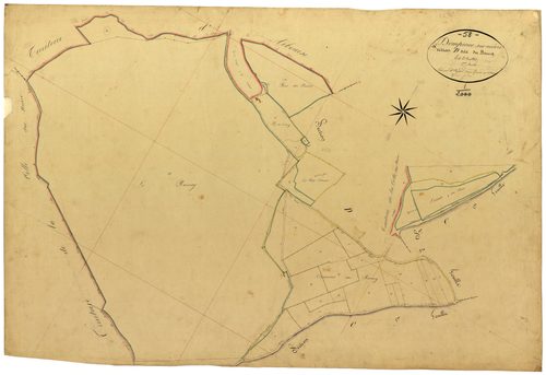 Dompierre-sur-Nièvre, cadastre ancien : plan parcellaire de la section D dite du Bourg, feuille 2