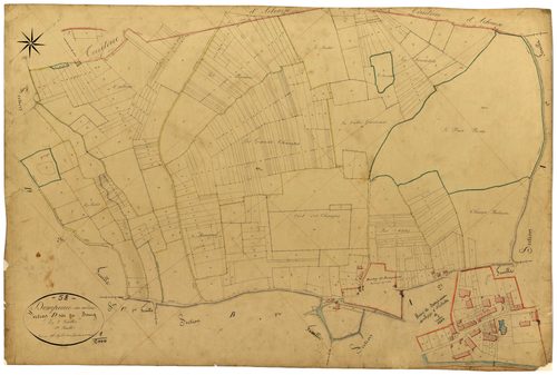 Dompierre-sur-Nièvre, cadastre ancien : plan parcellaire de la section D dite du Bourg, feuille 1