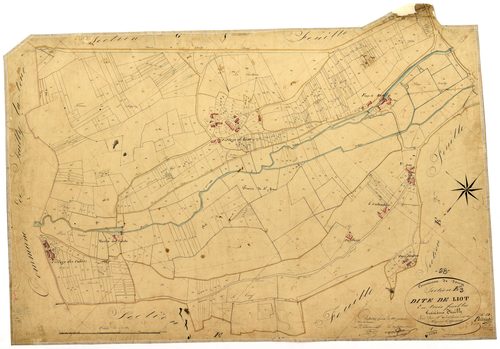 Donzy, cadastre ancien : plan parcellaire de la section E dite de Liot, feuille 3