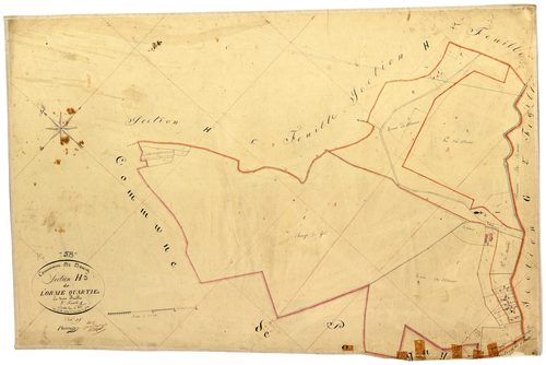 Donzy, cadastre ancien : plan parcellaire de la section H dite de l'Orme Quartier, feuille 3