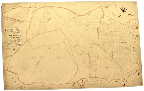 Donzy, cadastre ancien : plan parcellaire de la section H dite de l'Orme Quartier, feuille 1