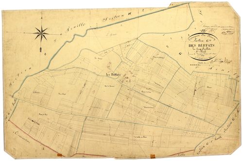 Donzy, cadastre ancien : plan parcellaire de la section G dite des Buffats, feuille 2
