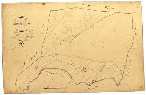 Donzy, cadastre ancien : plan parcellaire de la section C dite de Châtre et Chassenet, feuille 2