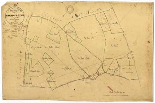 Donzy, cadastre ancien : plan parcellaire de la section B dite du Grand Crezan, feuille 3