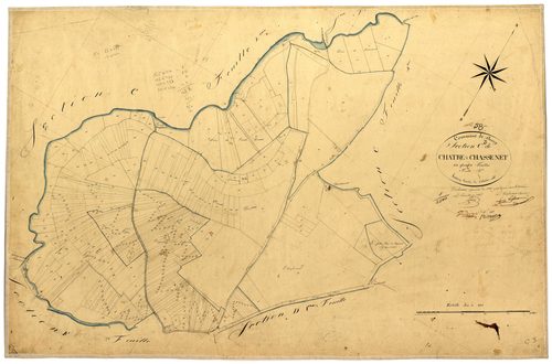 Donzy, cadastre ancien : plan parcellaire de la section C dite de Châtre et Chassenet, feuille 3