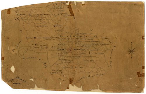 Donzy, cadastre ancien : tableau d'assemblage