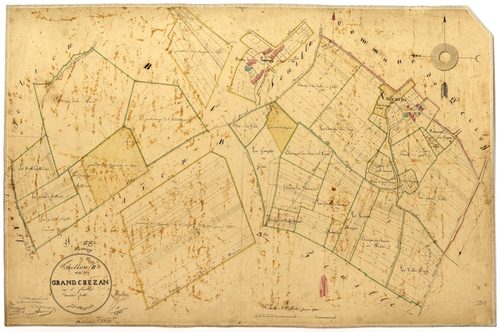 Donzy, cadastre ancien : plan parcellaire de la section B dite du Grand Crezan, feuille 2