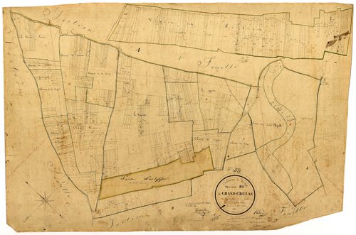 Donzy, cadastre ancien : plan parcellaire de la section B dite du Grand Crezan, feuille 4