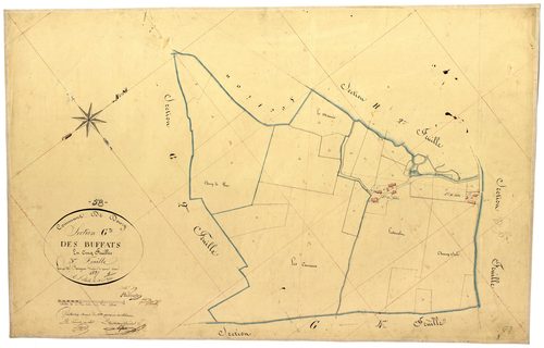 Donzy, cadastre ancien : plan parcellaire de la section G dite des Buffats, feuille 3
