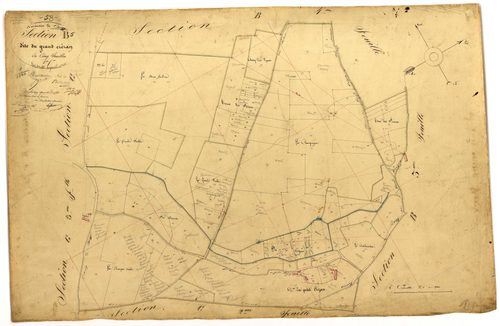 Donzy, cadastre ancien : plan parcellaire de la section B dite du Grand Crezan, feuille 5