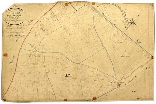 Donzy, cadastre ancien : plan parcellaire de la section G dite des Buffats, feuille 5