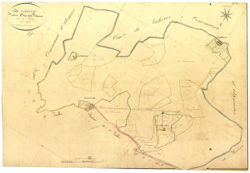 Dornecy, cadastre ancien : plan parcellaire de la section A dite des Bidaux, feuille 2