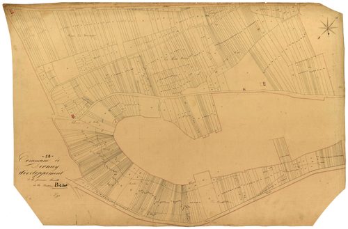 Dornecy, cadastre ancien : plan parcellaire de la section B dite de Vauxfilloux, feuille 1, développement