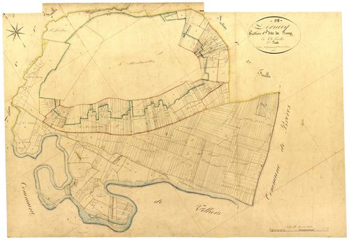 Dornecy, cadastre ancien : plan parcellaire de la section C dite du Bourg, feuille 2