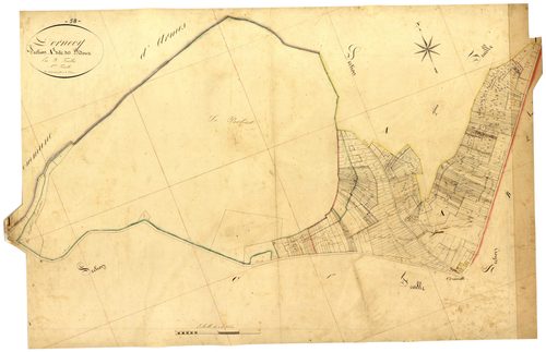 Dornecy, cadastre ancien : plan parcellaire de la section A dite des Bidaux, feuille 1