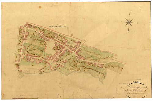 Dornecy, cadastre ancien : plan parcellaire de la section C dite du Bourg, feuille 3, développement