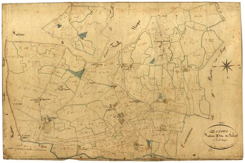 Dornes, cadastre ancien : plan parcellaire de la section A dite de Mulnet