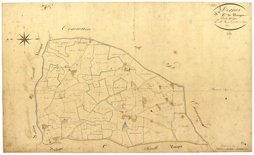 Dornes, cadastre ancien : plan parcellaire de la section E dite de Marges