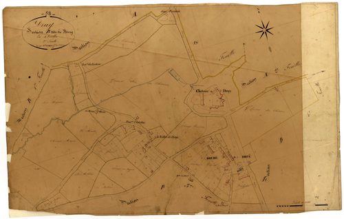 Druy-Parigny, cadastre ancien : plan parcellaire de la section B dite du Bourg, feuille 2