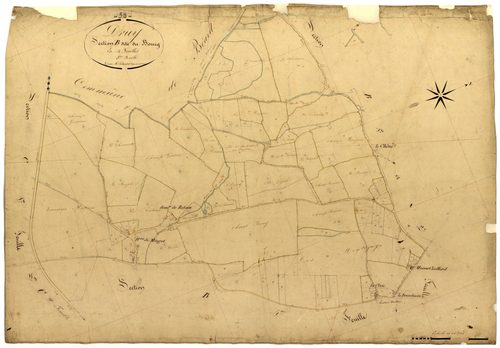Druy-Parigny, cadastre ancien : plan parcellaire de la section B dite du Bourg, feuille 3