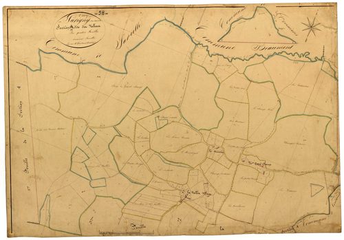 Druy-Parigny, cadastre ancien : plan parcellaire de la section D dite des Vallées, feuille 2