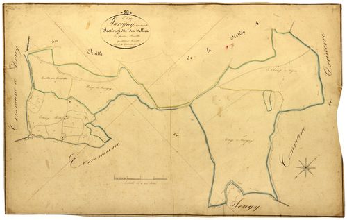 Druy-Parigny, cadastre ancien : plan parcellaire de la section D dite des Vallées, feuille 4