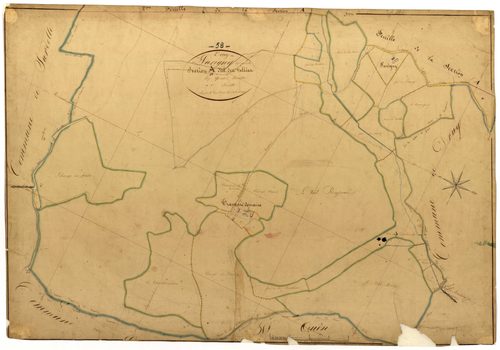 Druy-Parigny, cadastre ancien : plan parcellaire de la section D dite des Vallées, feuille 1