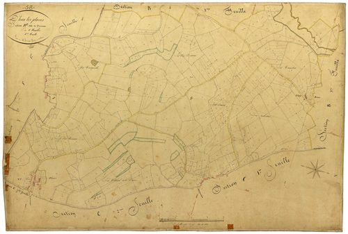Dun-les-Places, cadastre ancien : plan parcellaire de la section B dite de Vermot, feuille 6