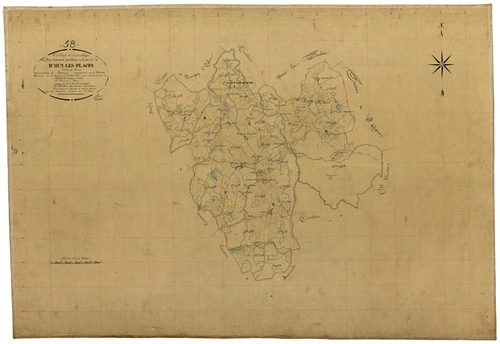 Dun-les-Places, cadastre ancien : tableau d'assemblage