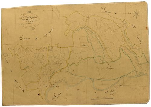 Dun-les-Places, cadastre ancien : plan parcellaire de la section D dite de Bornoux, feuille 4