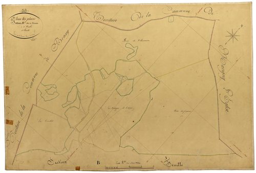 Dun-les-Places, cadastre ancien : plan parcellaire de la section B dite de Vermot, feuille 1