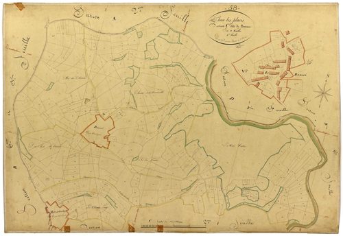 Dun-les-Places, cadastre ancien : plan parcellaire de la section C dite de Bonaré, feuille 1
