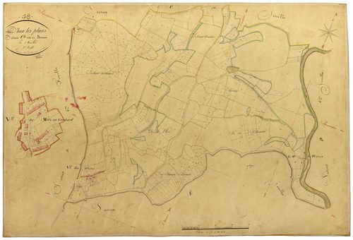 Dun-les-Places, cadastre ancien : plan parcellaire de la section C dite de Bonaré, feuille 2