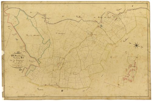 Dun-sur-Grandry, cadastre ancien : plan parcellaire de la section B dite de Creuseverne, feuille 3
